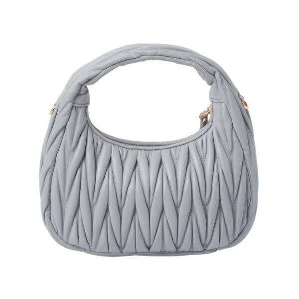 Matelassé-Nappa-Leder-Hobo Perlgrau 20 cm - Image 3