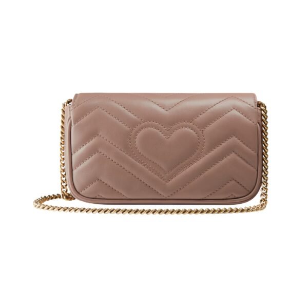 Zartrosa Matelassé-Leder Super-Mini-Tasche 21.1 cm - Image 3