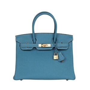 Blue Jean Togo mit Gold-Beschlägen 30 cm