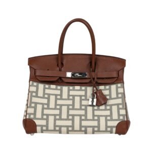 Marron D’Inde Buffalo und Mosaique Canvas mit Palladium-Beschlägen 30 cm