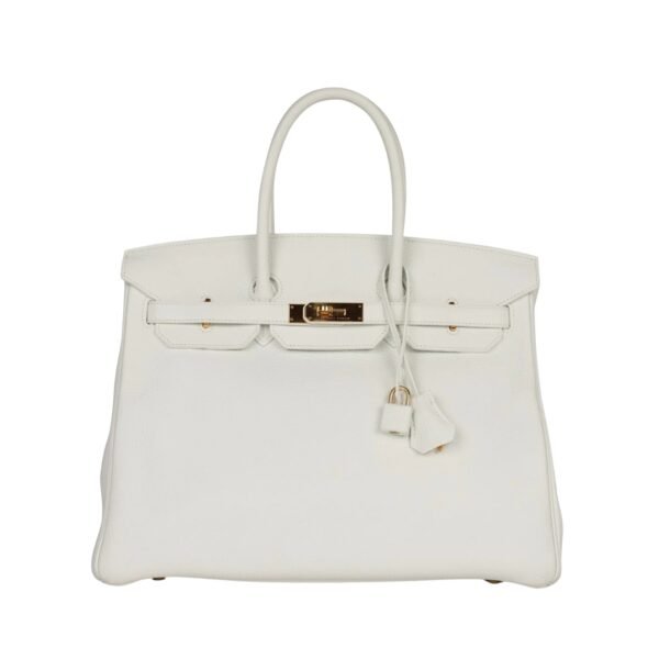 Weiß Clémence mit Gold-Beschlägen 35 cm
