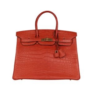 Sanguine Matt Alligator mit Gold-Beschlägen 35 cm