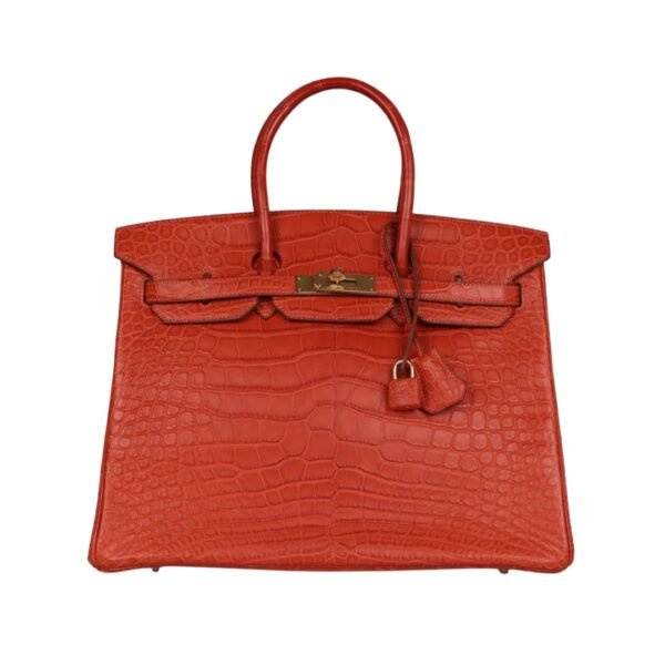 Sanguine Matt Alligator mit Gold-Beschlägen 35 cm