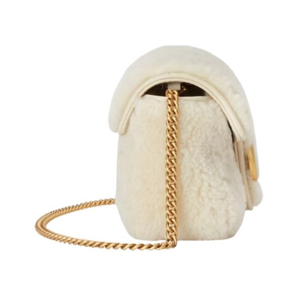 Weiße Super-Mini-Tasche aus Schaffell 16.5 cm - Image 4