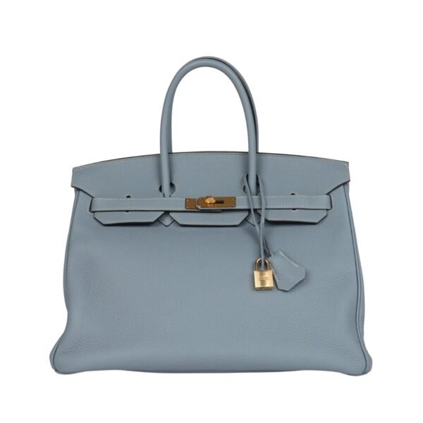 Bleu Lin Togo Goldbeschläge 35 cm