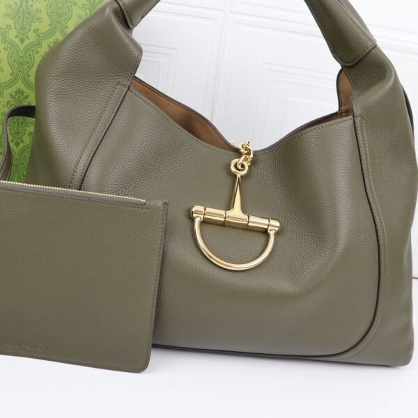 Maxi Schultertasche Aus Dunkelgrünem Leder 46cm - Image 3