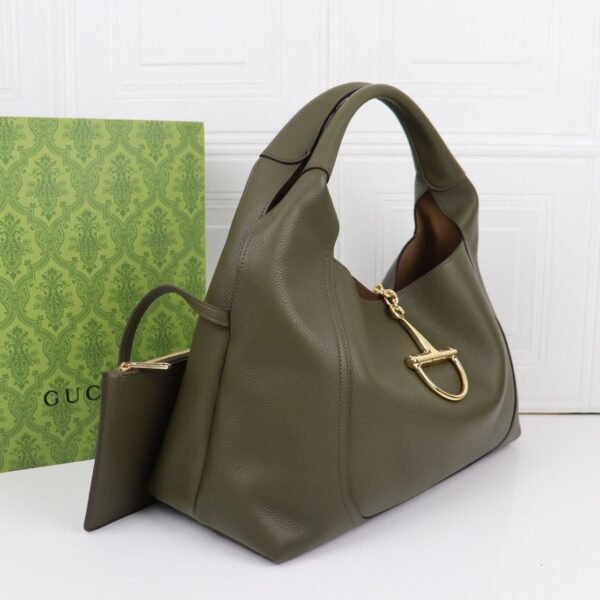 Maxi Schultertasche Aus Dunkelgrünem Leder 46cm - Image 5