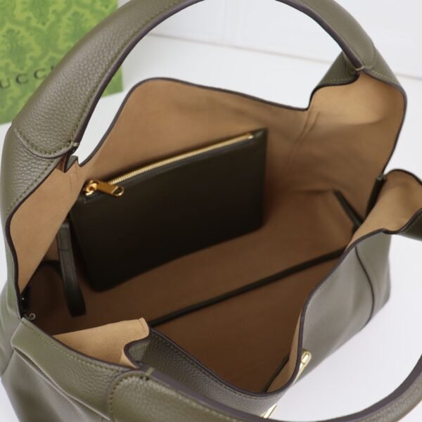 Maxi Schultertasche Aus Dunkelgrünem Leder 46cm - Image 6