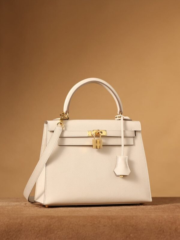 Kelly 25 Epsom Creme/Golden - Image 5