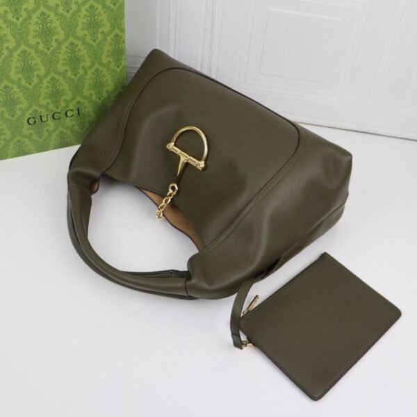 Maxi Schultertasche Aus Dunkelgrünem Leder 46cm - Image 7