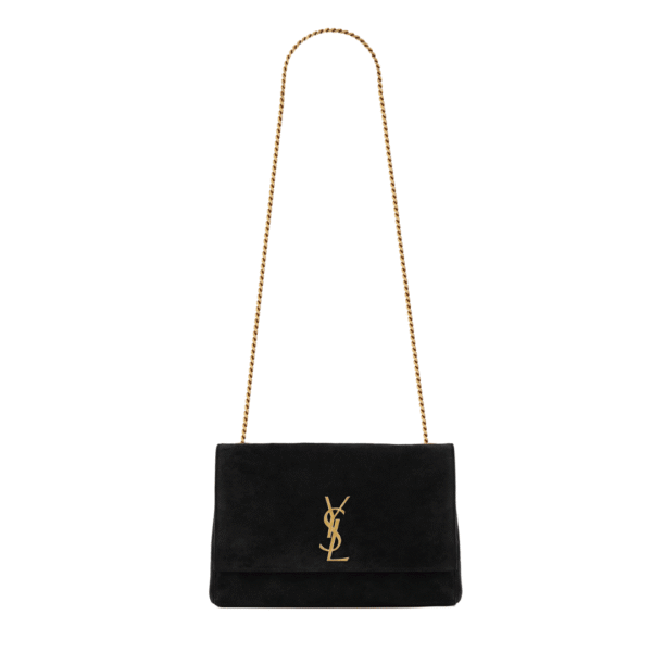 Kate Wendetasche aus Veloursleder und Glattleder Schwarz 28,5 cm