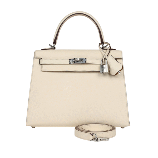 Kelly 25 Epsom Creme/Silbern