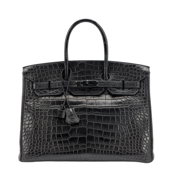 Alligator Mississippiensis Schwarzem Mattem Birkin 35 cm